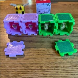 Vibrant Purple and Green Building Blocks Set